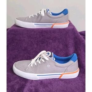 Sperry Kid's Canvas Sneakers Lace Up Memory Foam Washable Gray Blue Size 4.5
